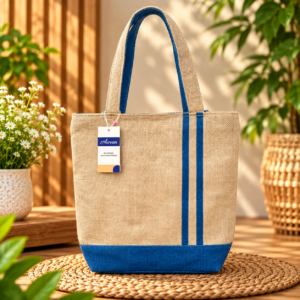 AARVAN Coastal Blue Jute Handbag